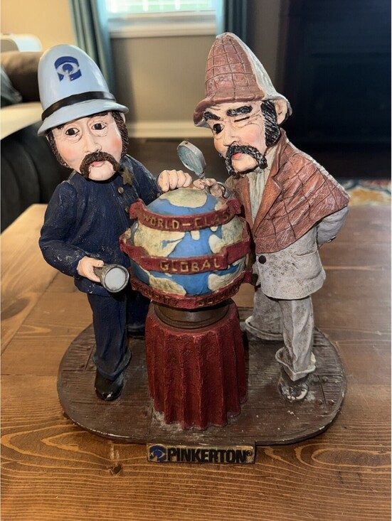 Vintage Pinkerton Statue 1997 - Globe "World Class Global Security Solution"
